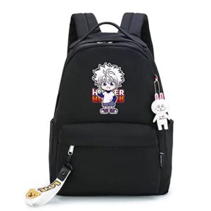 hunter x hunter hisoak backpack mini anime hxh 3d print killua bookbag gon large capacity laptop backpack for boys (black)