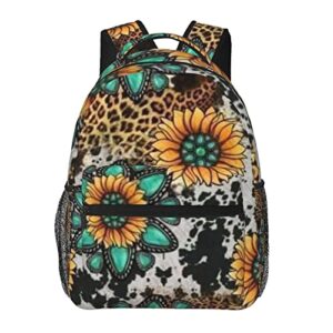bzaxxqi sunflower cow print backpack girls women teens bookbag school bags casual backpack travel cow print backpacks