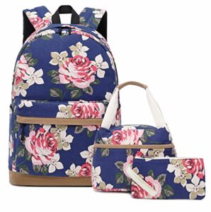 luxbagsmart backpack set for girls school backpack bookbag schoolbag for teen girls backpack set 3 in 1 (blue)