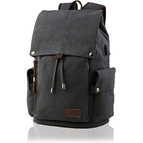 Barsine Thick Canvas Backpack for School Travel Hiking with 15 Inch Laptop Compartment Casual Rucksack