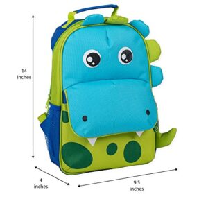 Green Spotted Dinosaur Dimensional Animal Shape Water Resistant Preschool Backpack