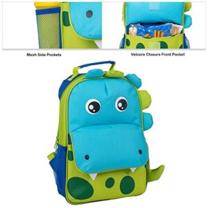 Green Spotted Dinosaur Dimensional Animal Shape Water Resistant Preschool Backpack