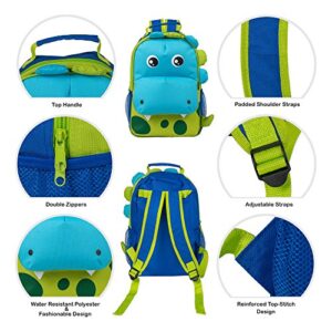 Green Spotted Dinosaur Dimensional Animal Shape Water Resistant Preschool Backpack