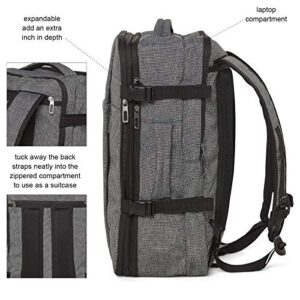 Xelfly Laptop Travel Backpack - Expandable Carry-On Fits 17” Laptop (Charcoal)