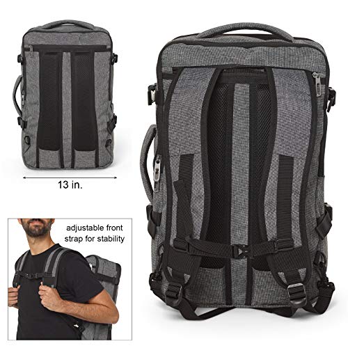 Xelfly Laptop Travel Backpack - Expandable Carry-On Fits 17” Laptop (Charcoal)