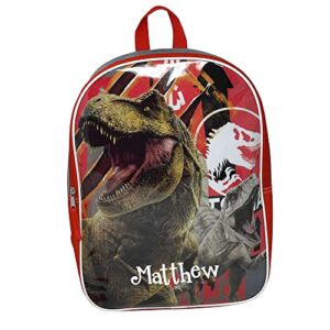 personalized jurassic park backpack – dinosaur back to school or travel book bag with custom name