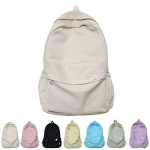 sage green backpack for school, aesthetic backpack, large-capacity casual rucksack kawaii backpack for teen girls (white)