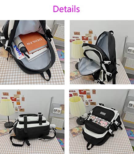 Kawaii Backpack for Girls Japanese Backpack Waterproof Nylon with Cute Pendant School Bookbags Aesthetic Backpack Travel Bag