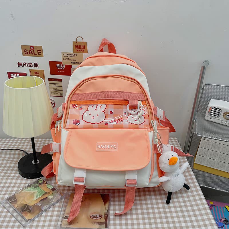 Kawaii Backpack for Girls Japanese Backpack Waterproof Nylon with Cute Pendant School Bookbags Aesthetic Backpack Travel Bag