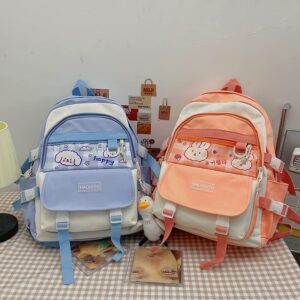 Kawaii Backpack for Girls Japanese Backpack Waterproof Nylon with Cute Pendant School Bookbags Aesthetic Backpack Travel Bag