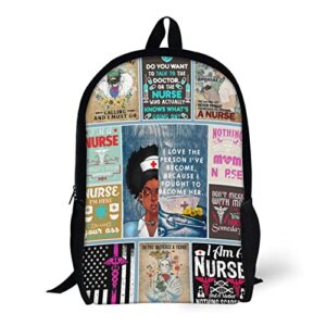 17 Inch Nurse Backpack Cool Nurse Theme Backpack Lightweight Waterproof Laptop Backpacks Casual Bags Gifts for Girls Women