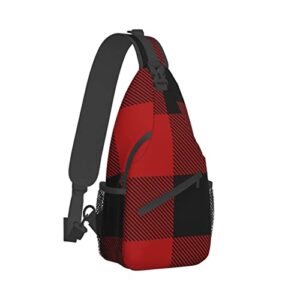 sling backpack travel hiking daypack lumberjack-red-plaid rope crossbody shoulder bag
