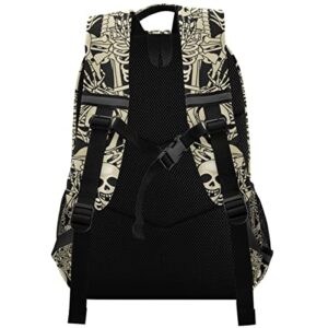 Glaphy Gothic Skulls Skeletons Backpacks Laptop School Book Bag Lightweight Daypack for Women Men Teens Kids