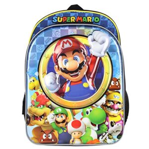 nintendo super mario bros all over character molded iridescent 16″ backpack