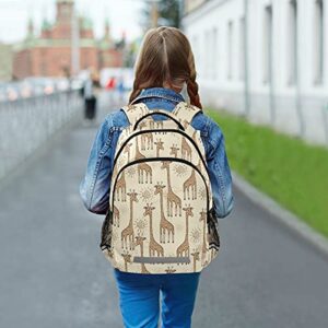 MNSRUU School Backpack with Chest Strap, Animal Cute Giraffe Laptop Backpack, Travel Hiking Backpack for Boys Girls, Rucksack, Knapsack One Size