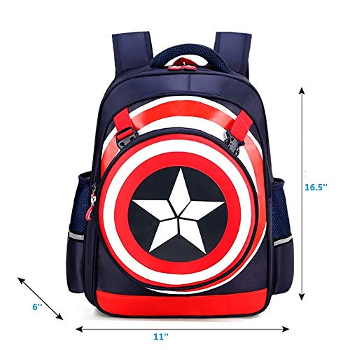 Yunniel Kids Backpack Children School Bag Comic Waterproof Book Bag Travel Bag for Boys, Navy, Large