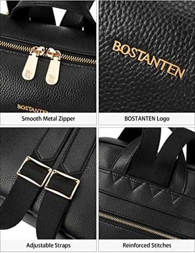 BOSTANTEN Leather Laptop Backpack for Women 15.6 inch Computer Bag College Shoulder Bag Casual Daypack Travel Bag