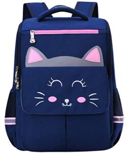 kids backpack chest strap kindergarten elementary 1-2 grader boy girl school bag (cat1-blue) one size