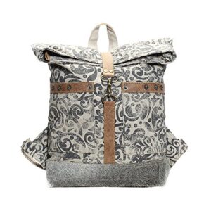 Myra Bag Floral Cowhide & Upcycled Canvas Backpack S-1161