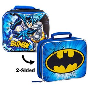 DC Comics Batman Backpack with Lunch Bag Set for Boys Kids ~ Deluxe 16" Batman Backpack with Insulated Lunch Box. Stickers, and More (Batman School Supplies Bundle)