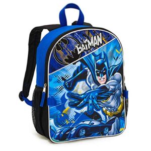 DC Comics Batman Backpack with Lunch Bag Set for Boys Kids ~ Deluxe 16" Batman Backpack with Insulated Lunch Box. Stickers, and More (Batman School Supplies Bundle)