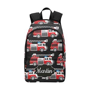 personalized fire truck backpack with name custom travel daypack bag for man woman gifts