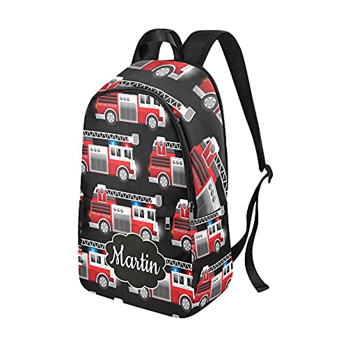 Personalized Fire Truck Backpack with Name Custom Travel Daypack Bag for Man Woman Gifts