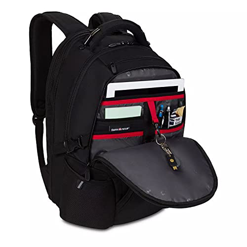 SwissGear ScanSmart Laptop Backpack, Fits Most 16" Notebook Computers, Swiss Gear Outdoor, Travel, School Bag Bookbag, Black Color