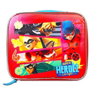 Zagtoon Miraculous Ladybug Backpack and Insulated Lunch Box Set - Bundle with 16'' Miraculous Ladybug School Bag with Lunch Bag (Miraculous Ladybug School Supplies), miraculous ladybug lunch box