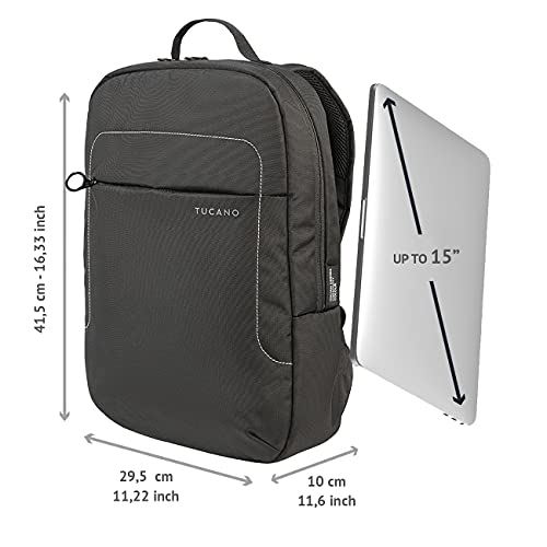 TUCANO LUP Ultraslim light backpack durable technical fabric for 15.6 in laptops, MacBook Pro 16 in - Black