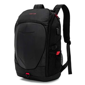 KINGSLONG Hard Shell 17 Inch Laptop Backpack for Men with USB Port for College Motorcycle Outdoor Waterproof Backpacks Black