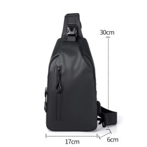 Small Sling Black Crossbody Backpack Shoulder Bag for Men Women, Lightweight One Strap Backpack Sling Bag Backpack for Hiking Walking Biking Travel Cycling USB Charger Port