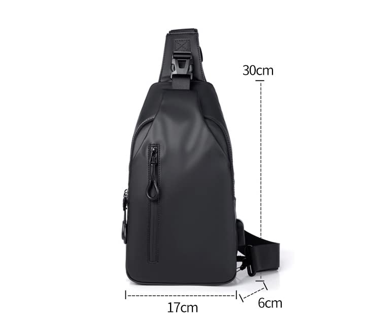 Small Sling Black Crossbody Backpack Shoulder Bag for Men Women, Lightweight One Strap Backpack Sling Bag Backpack for Hiking Walking Biking Travel Cycling USB Charger Port