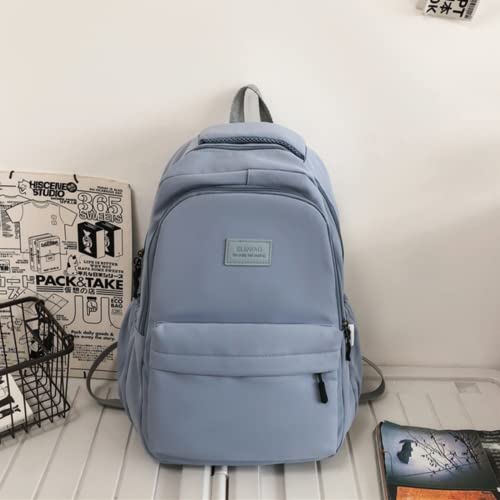 Kawaii Laptop Backpack Back to School Supplies Large Capacity Aesthetic Cute Plush Pendant Simple College Book Bag (Blue)