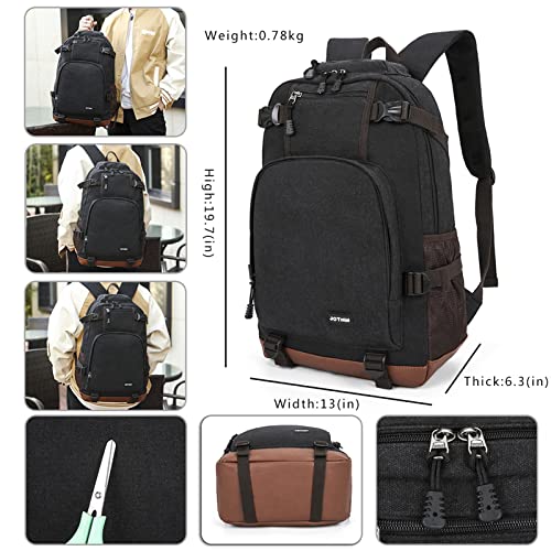 JOTHIN School Backpack for Laptop Backpack Bookbags for Travel or Work Backpack for Men Women Canvas Backpack(Black)