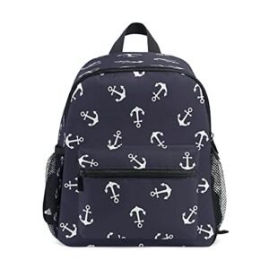 Nautical Retro Anchors Kids Backpack School Bag, Ocean Sea Beach Preschool Bookbag for Toddler Boys Girls Teens