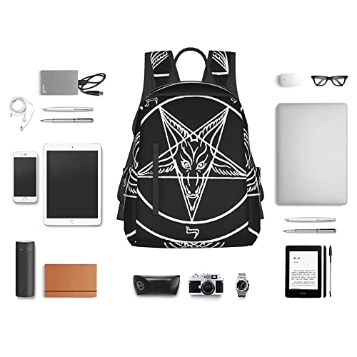 SWEET TANG Azazel Storm Goat Pentagram Satanic Logo black Backpack Students Bookbag Outdoor Daypack with Adjustable Shoulder Straps Multipurpose Backpack