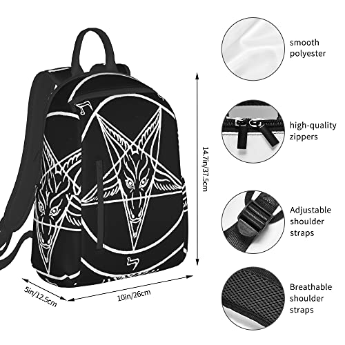 SWEET TANG Azazel Storm Goat Pentagram Satanic Logo black Backpack Students Bookbag Outdoor Daypack with Adjustable Shoulder Straps Multipurpose Backpack
