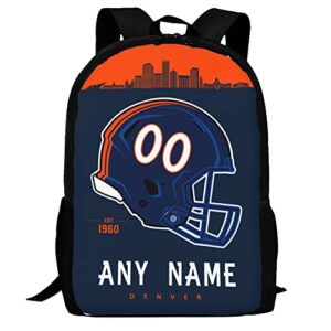 custom personalized backpacks,denver football backpack with name and number, customized soccer backpacks gifts for men women youth