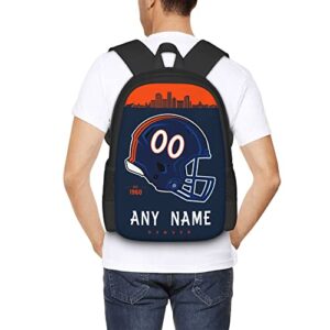 Custom Personalized Backpacks,Denver Football Backpack with Name and Number, Customized Soccer Backpacks Gifts for Men Women Youth