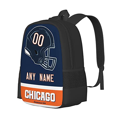 Custom Personalized Backpacks,Denver Football Backpack with Name and Number, Customized Soccer Backpacks Gifts for Men Women Youth