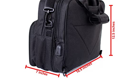 Versatex Black and White Checkered, Waterproof, Portable, Recharging, Charging port, Laptop Bag, Backpack with adjustable straps, expandable compartment, comfortable, strap sleeve