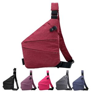 lelebear personal flex bag, anti-thief crossbody personal pocket bag, side crossbody backpack for outdoor (right-dark red)