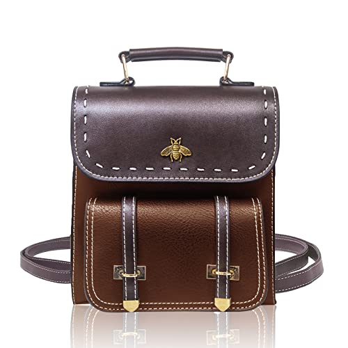 Honnesserry Bee Series Purse Convertible Backpack Tote for Women Small Backpack Faux Leather Ladies Shoulder Bag