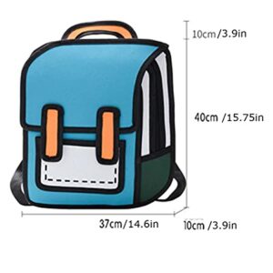 MJUNBOBU Girls Boys Jump Style 3D Backpack 16Inch 2D Drawing Anime Comic Cartoon Backpack Daypack Large (Yellow) (Blue)