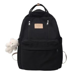 lovely accessories school bag kawaii aesthetic cute back to school backpack for girls and boys in 5 colors (black)