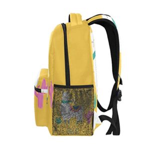 School College Backpack Rucksack Travel Bookbag Outdoor Animals (Llama)