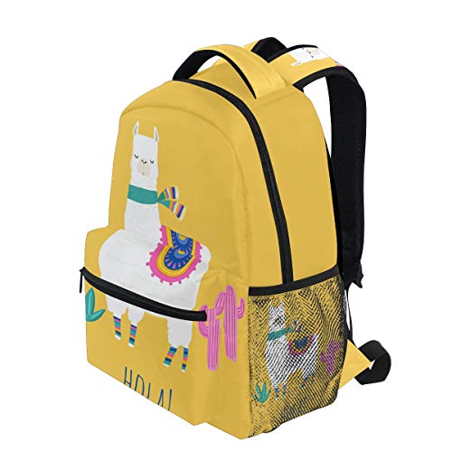 School College Backpack Rucksack Travel Bookbag Outdoor Animals (Llama)