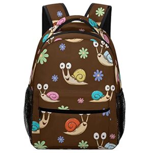 cute snail and flower travel laptop backpack study shoulder bag with reinforced adjustable straps for outdoor camping school