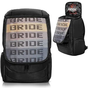 jdm lab spec r bride racing fabric large capacity everyday backpack, laptop compartment, water-resistant, casual bookbag (gradation/black)